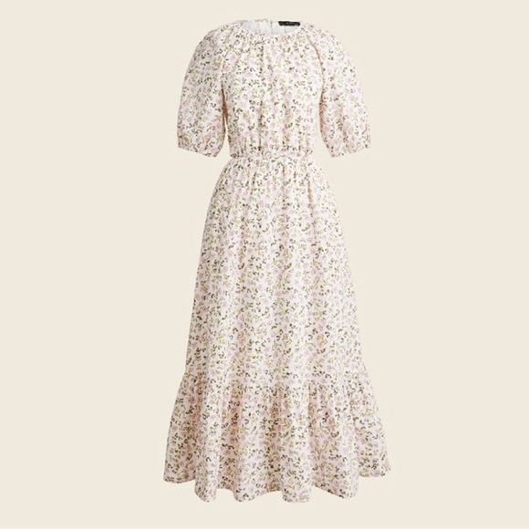 NWT J. Crew Eden Cotton Poplin Side Cut Out Meadow Florals Midi Dress Size 10 - Picture 2 of 7